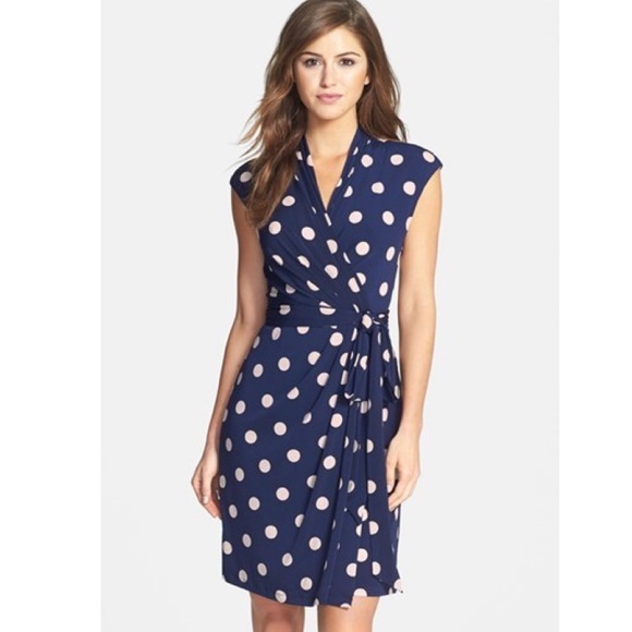 Eliza J Dresses & Skirts - Eliza J  Polka Dot Jersey Wrap Dress